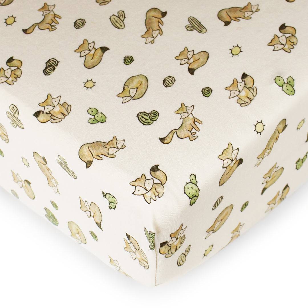 Organic Crib Sheets in Little Fox.