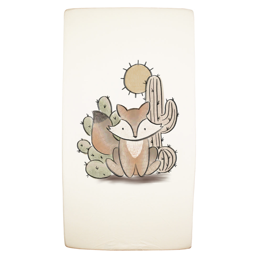 Organic Crib Sheets in Little Fox Graphic.