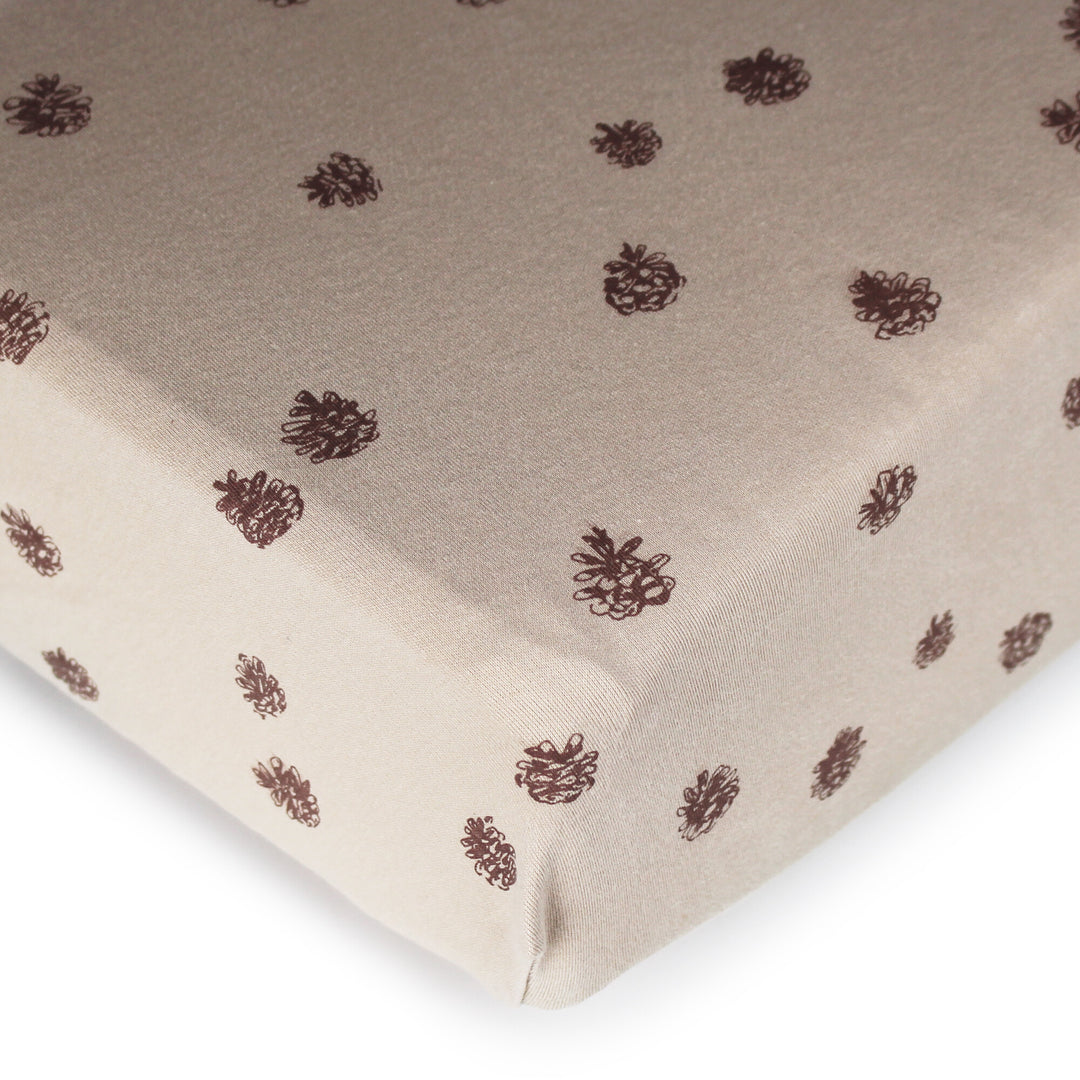 Organic Crib Sheets in Oatmeal Pinecone.