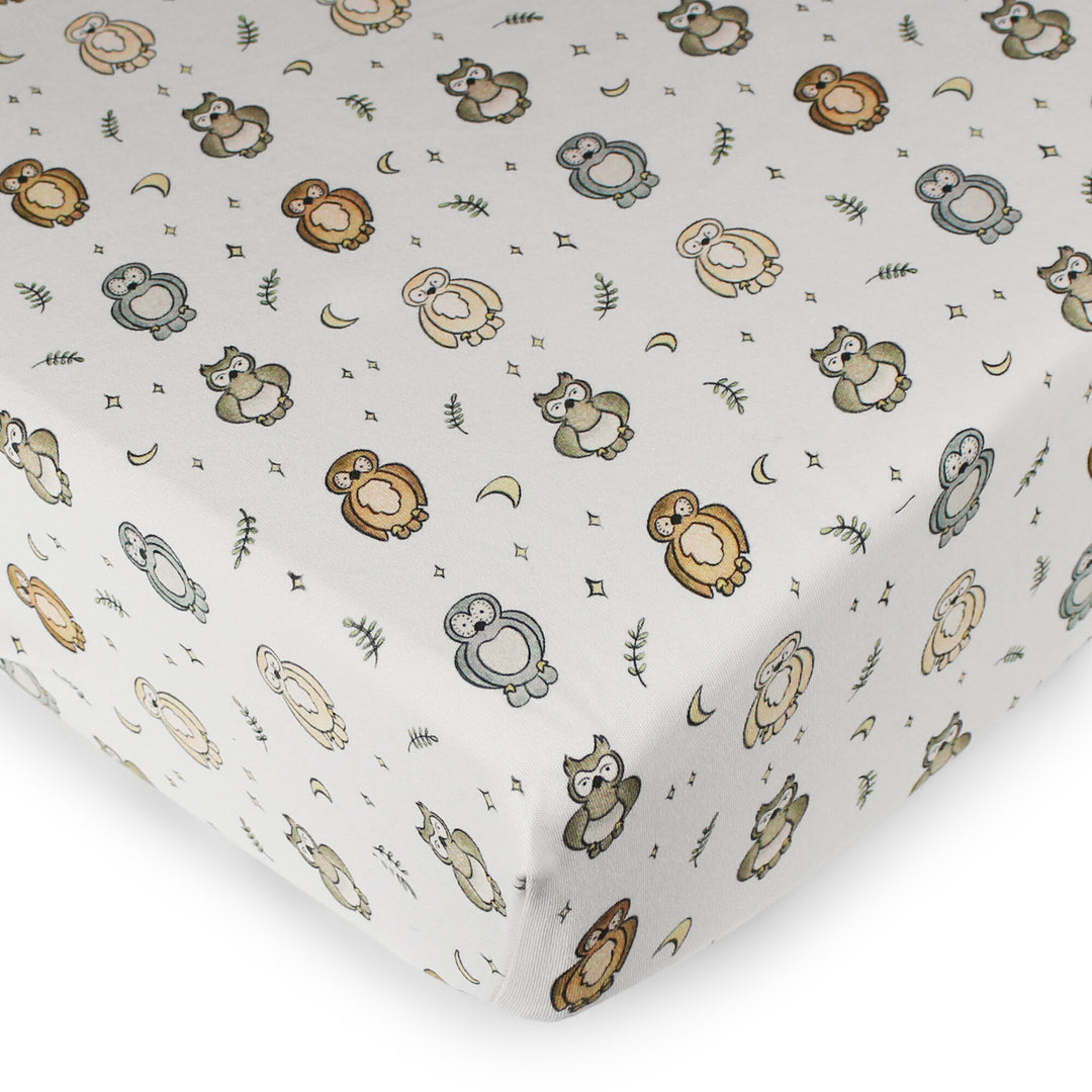 Organic Crib Sheets in Owl Hoo?.