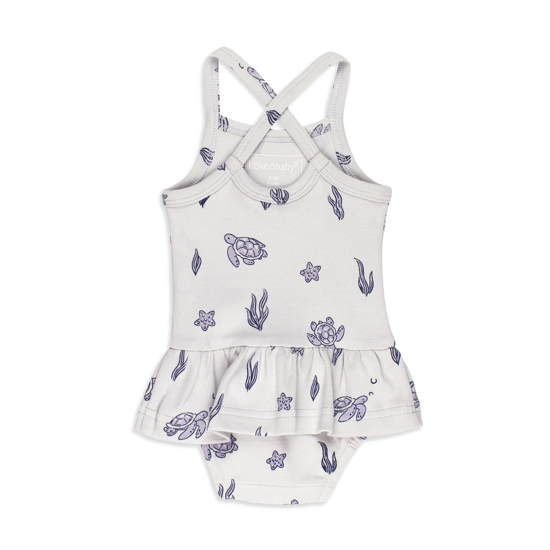 Back view of Skirted X-Back Bodysuit in Sea Turtle.
