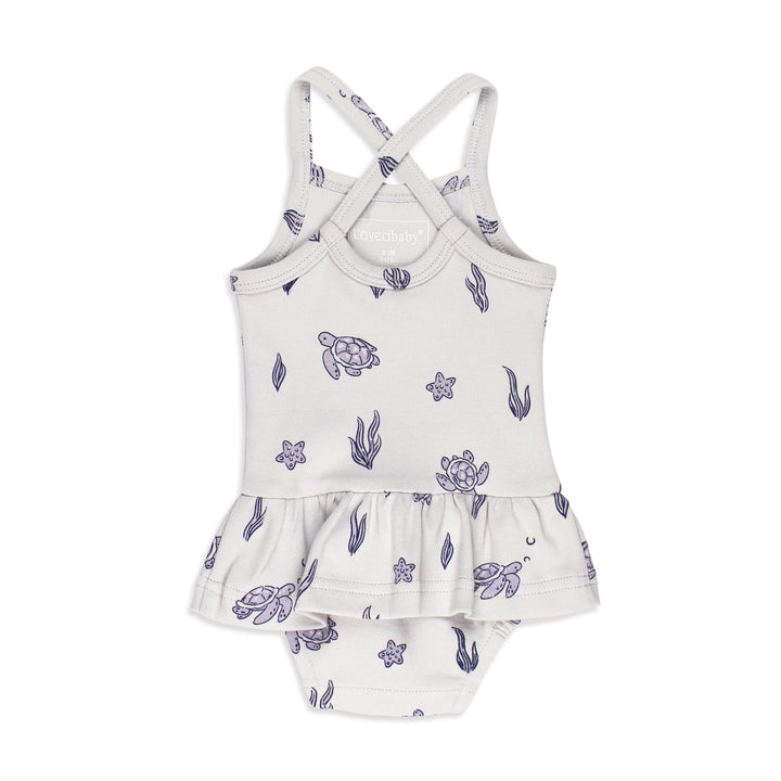 Back view of Skirted X-Back Bodysuit in Sea Turtle.