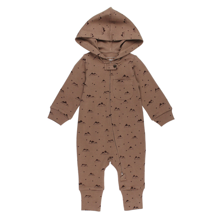 Organic Zipper Romper in Latte Mountain.