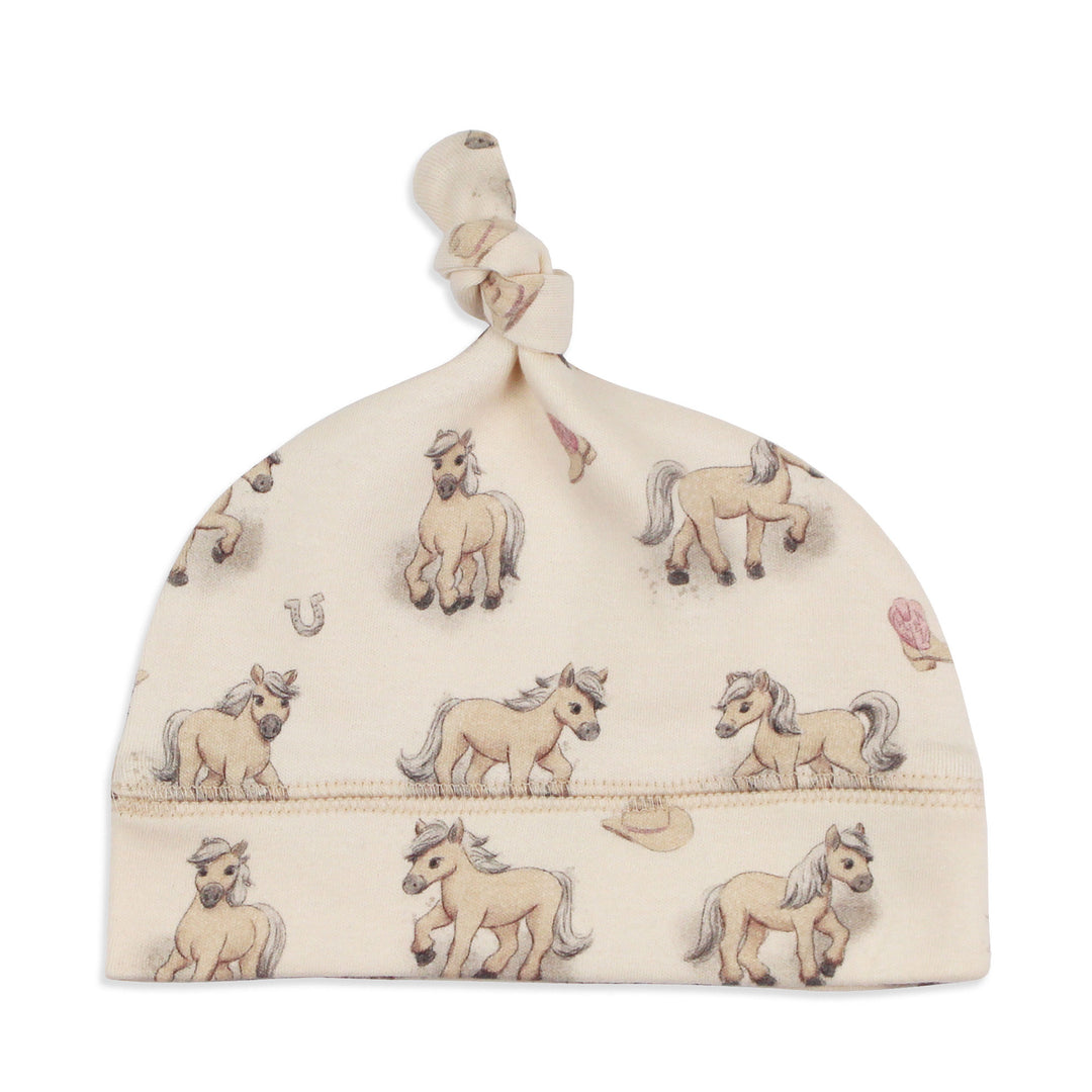 Organic Knotted Hat in Blush Boots.