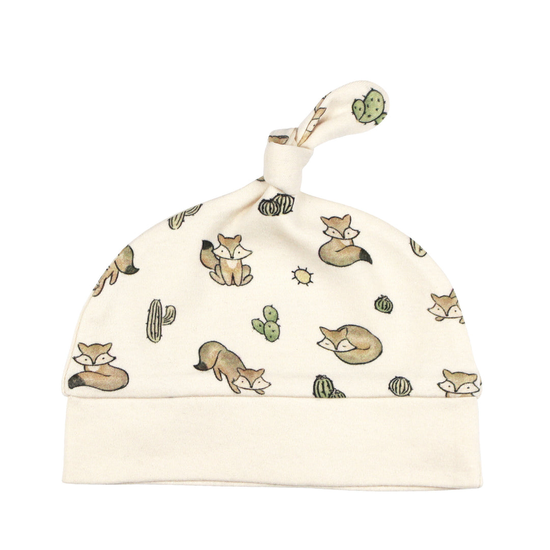 Organic Knotted Hat in Little Fox.