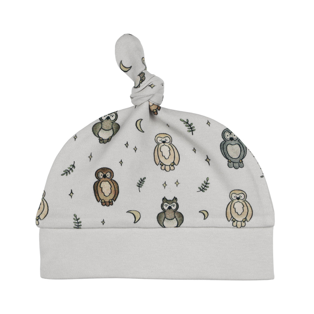 Organic Knotted Hat in Owl Hoo?.