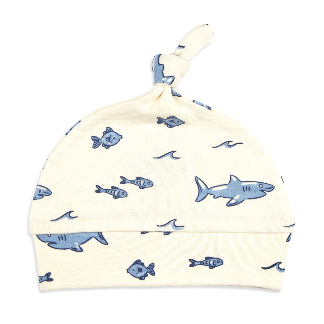 Organic Knotted Hat in Shark.