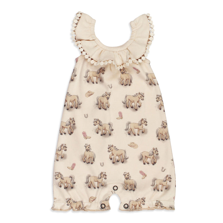 Organic Bubble Romper in Blush Boots.