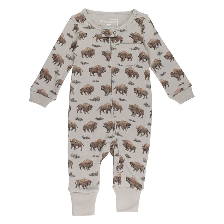 Organic Footless 2-Way Zipper Romper in Bison.