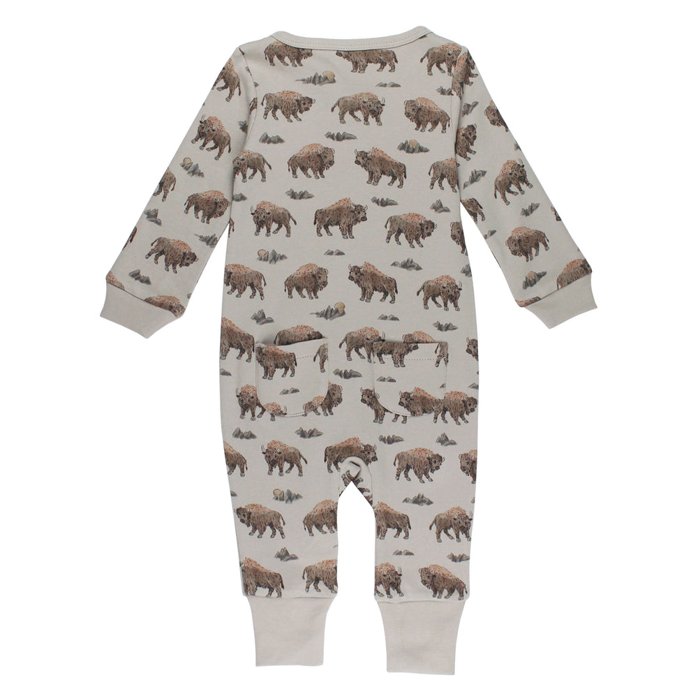 Organic Footless 2-Way Zipper Romper in Bison - Back
