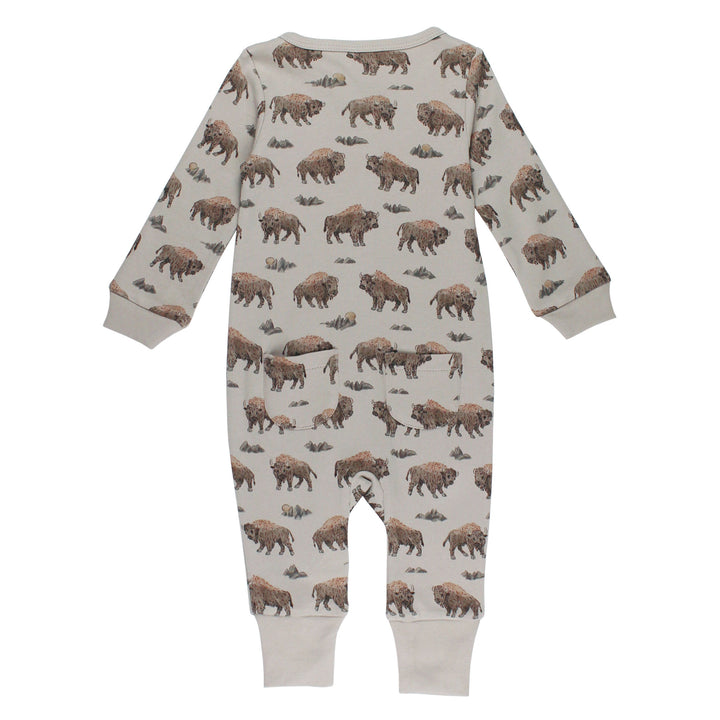Organic Footless 2-Way Zipper Romper in Bison - Back