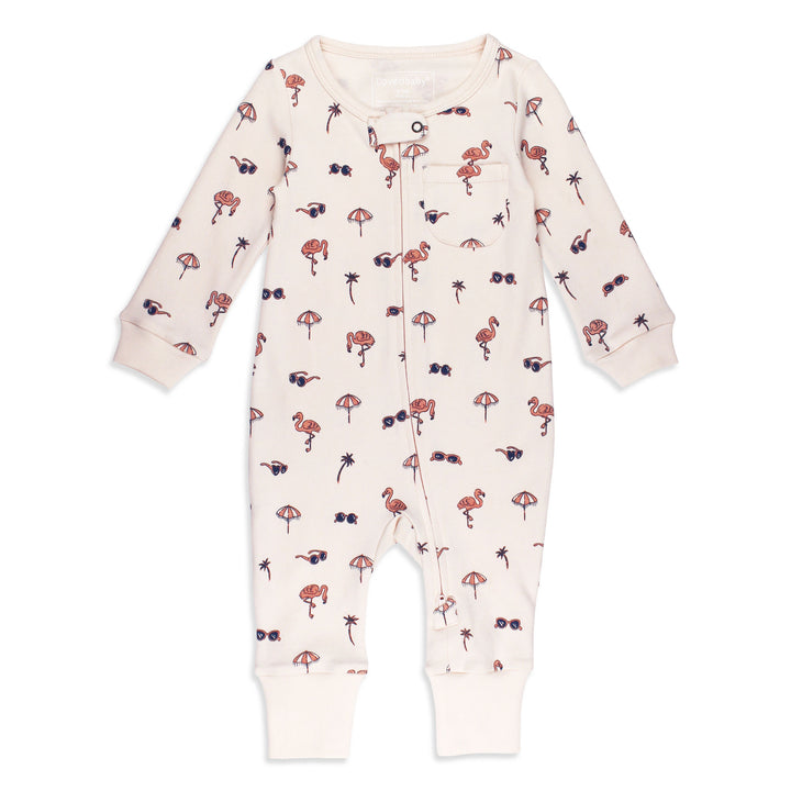 Organic Footless 2-Way Zipper Romper in Flamingo.