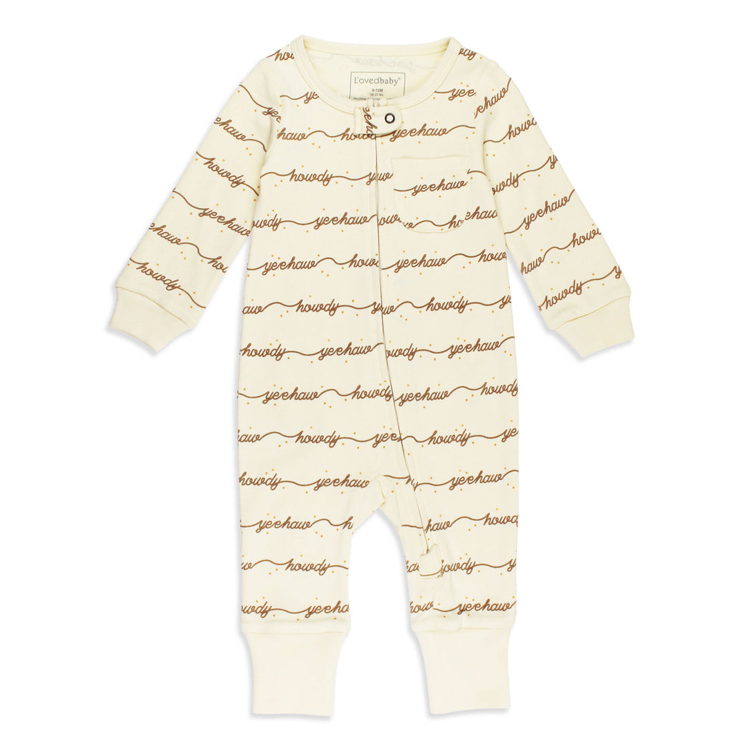 Organic Footless 2-Way Zipper Romper in Howdy.