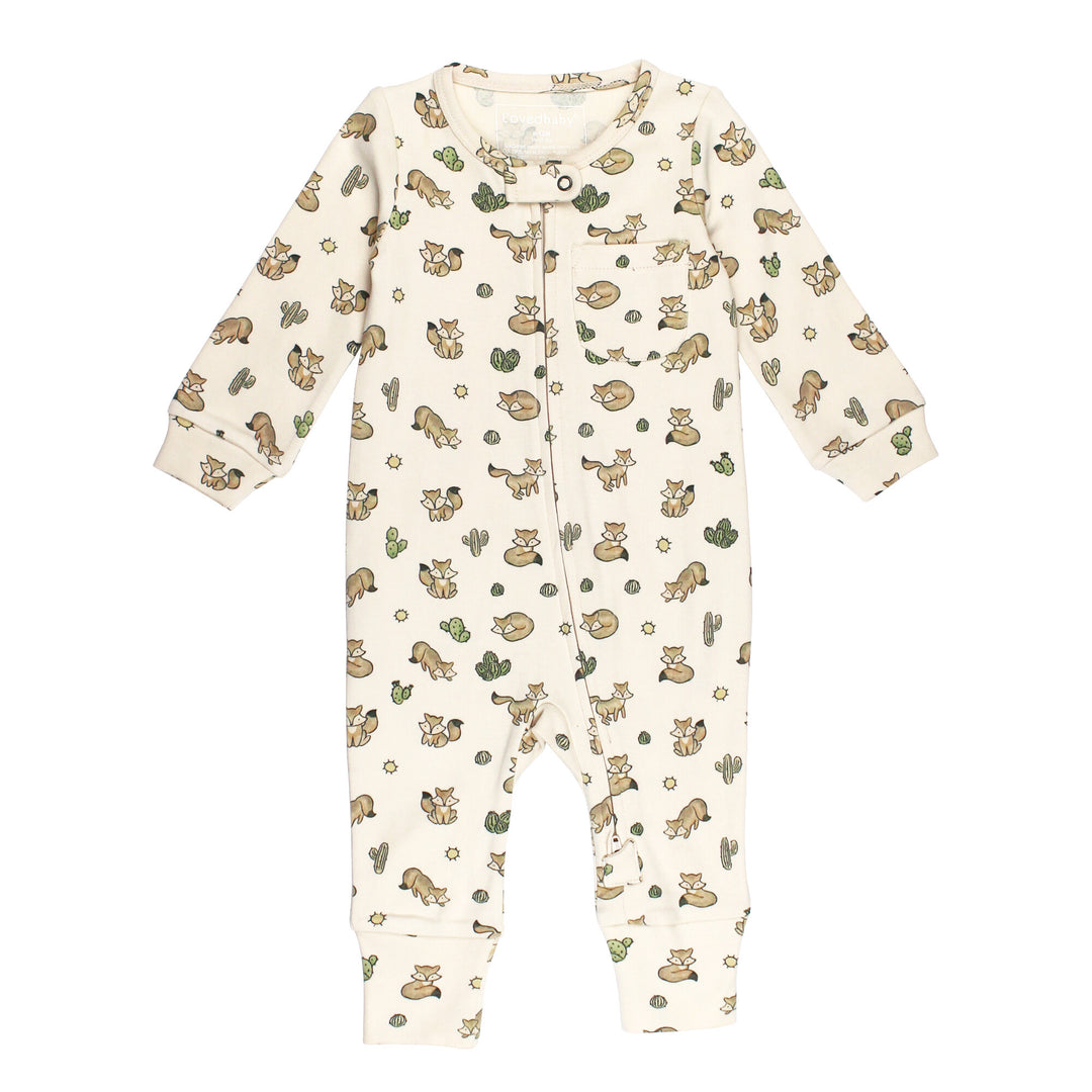 Organic Footless 2-Way Zipper Romper in Little Fox.