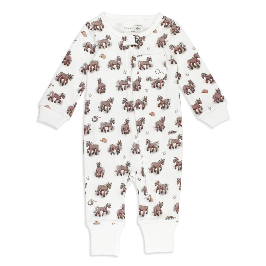 Organic Footless 2-Way Zipper Romper in Little Lasso.