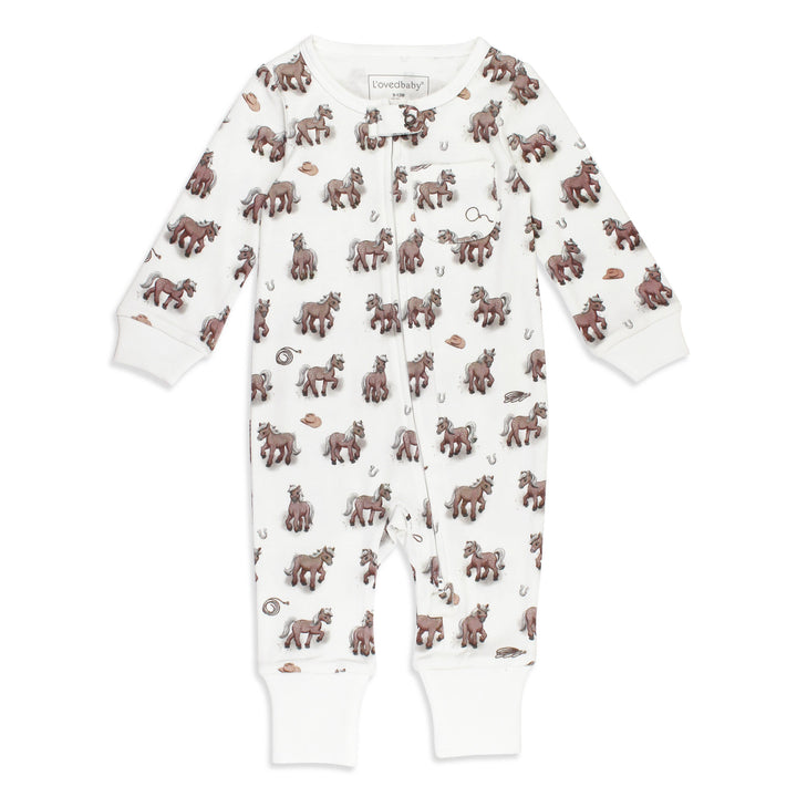 Organic Footless 2-Way Zipper Romper in Little Lasso.
