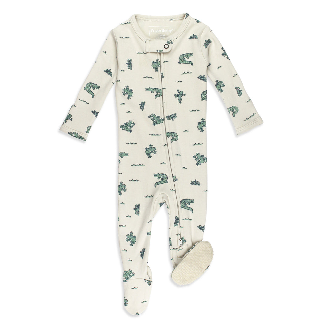 Organic 2-Way Zipper Footie in Alligator.