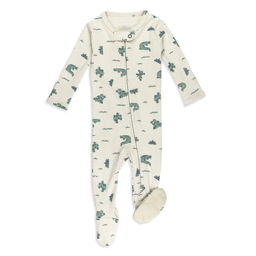Organic 2-Way Zipper Footie in Alligator.