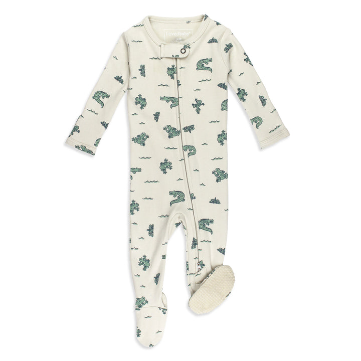 Organic 2-Way Zipper Footie in Alligator.