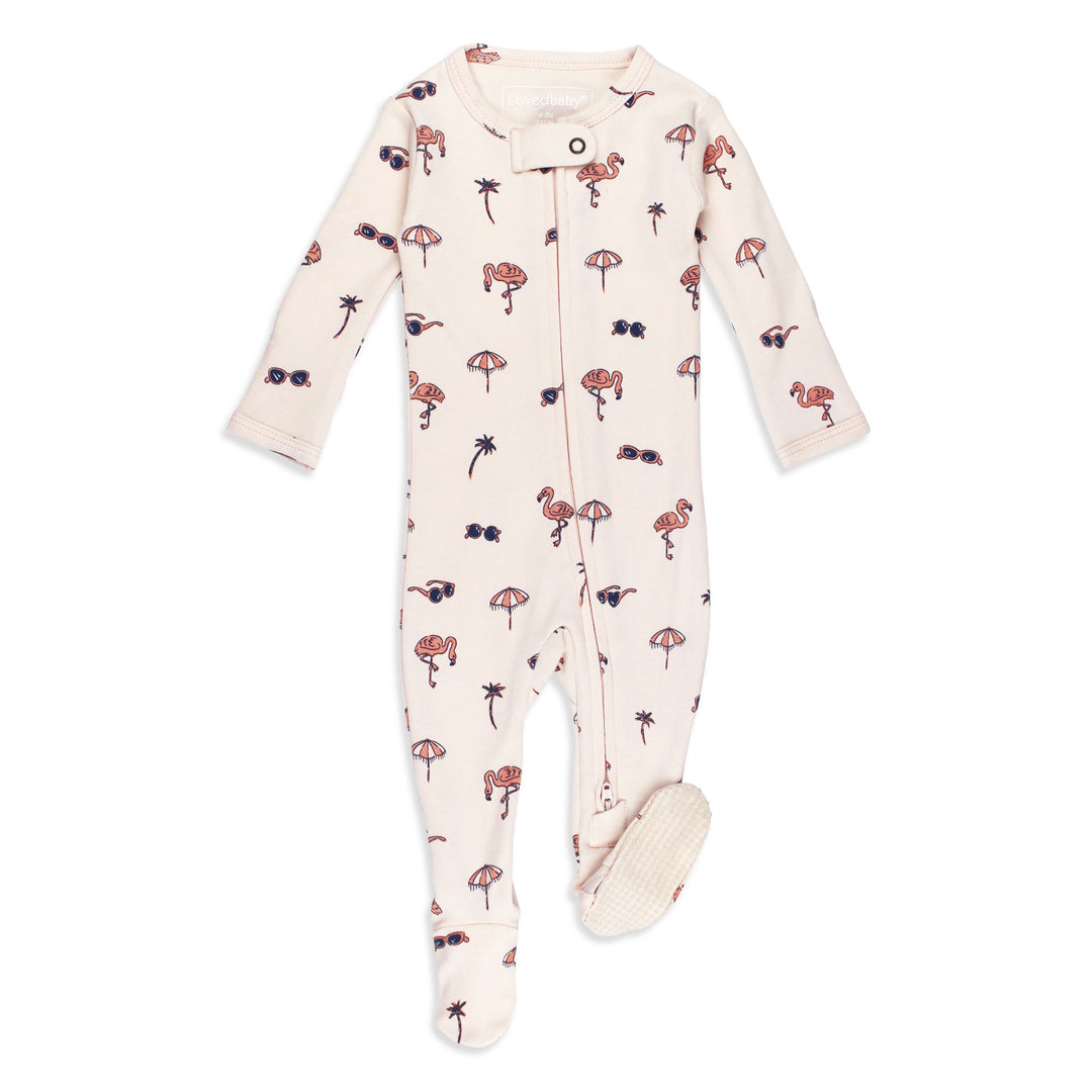 Organic 2-Way Zipper Footie in Flamingo.