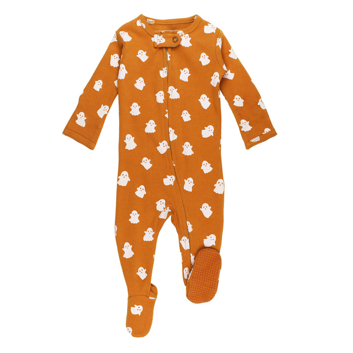 Organic 2-Way Zipper Footie in Ghosts.