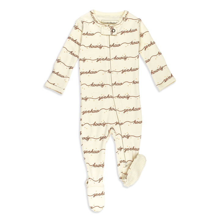 Organic 2-Way Zipper Footie in Howdy.