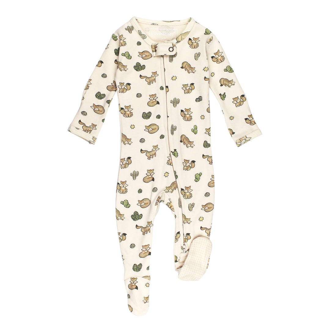 Organic 2-Way Zipper Footie in Little Fox.