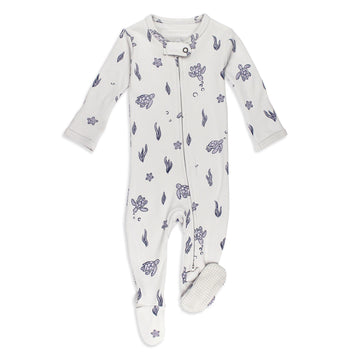 Organic 2-Way Zipper Footie in Sea Turtle.