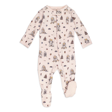 Organic 2-Way Zipper Footie in Sweet Paddington.