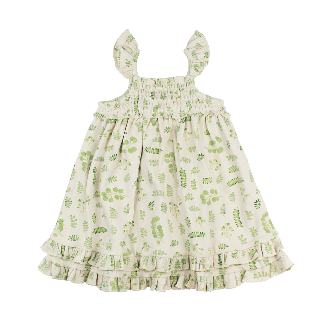 Stone Botanica | Organic Smocked Summer Dress 9-12m Stone Botanica | Organic Smocked Summer Dress 9-12m