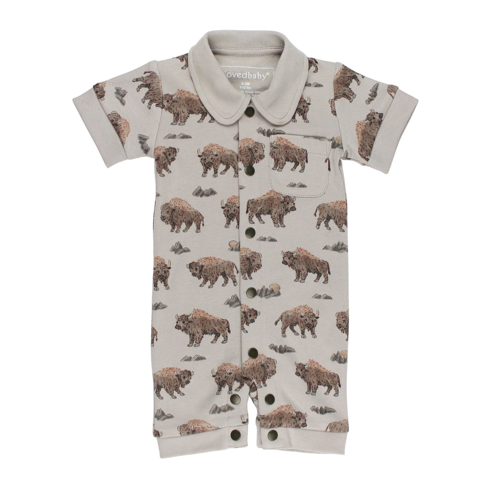 Kids' Organic Button-Up S/Sleeve in Bison - Back