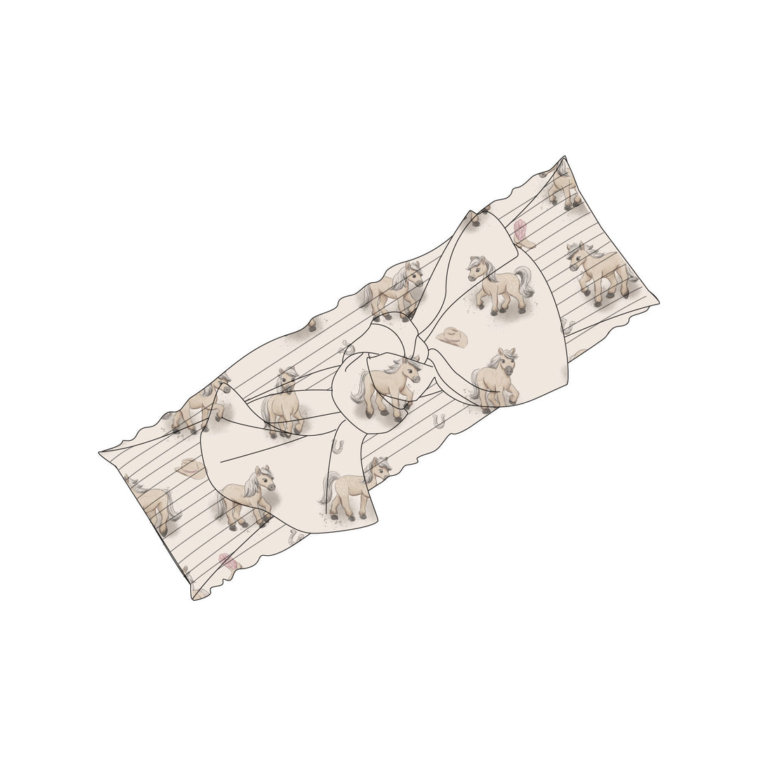 Organic Smocked Headband in Blush Boots.