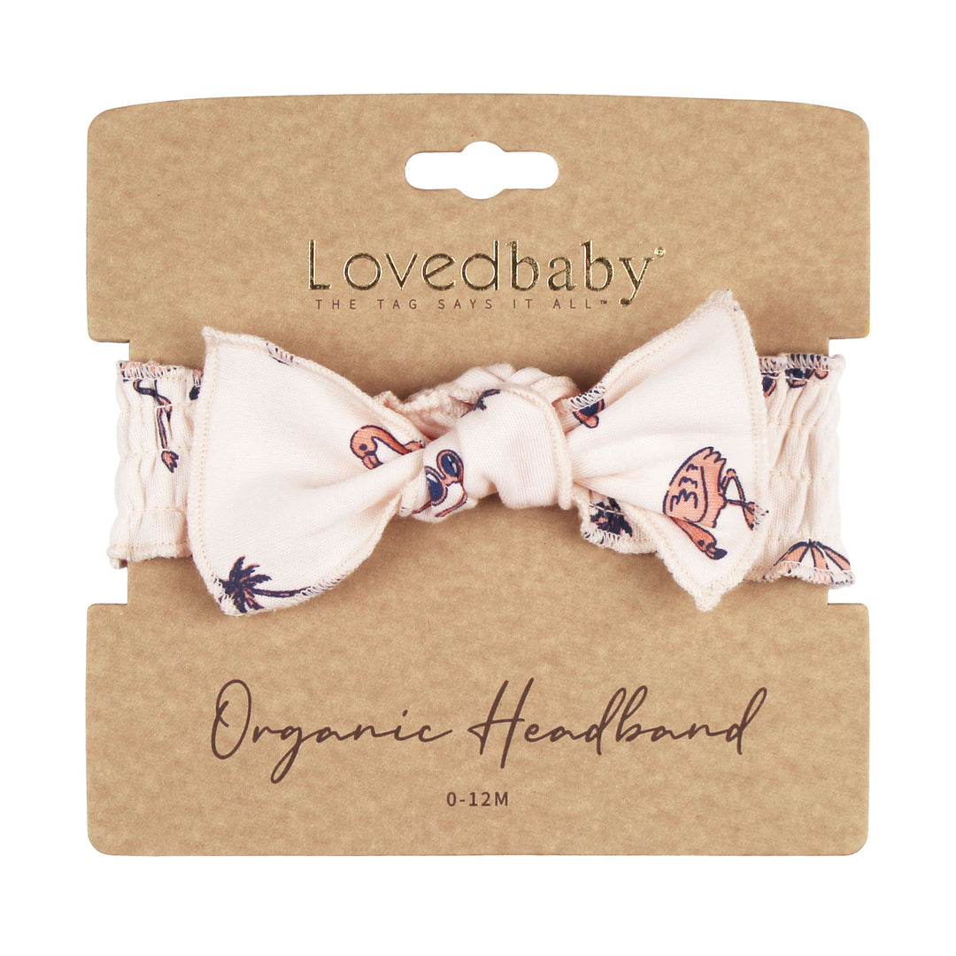 Organic Smocked Headband in Flamingo.