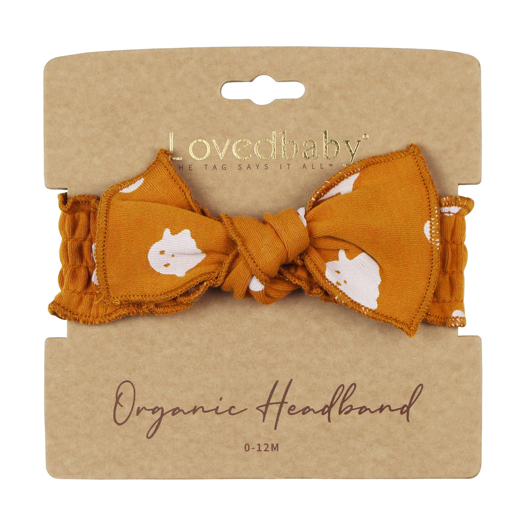 Organic Smocked Headband in Ghosts.