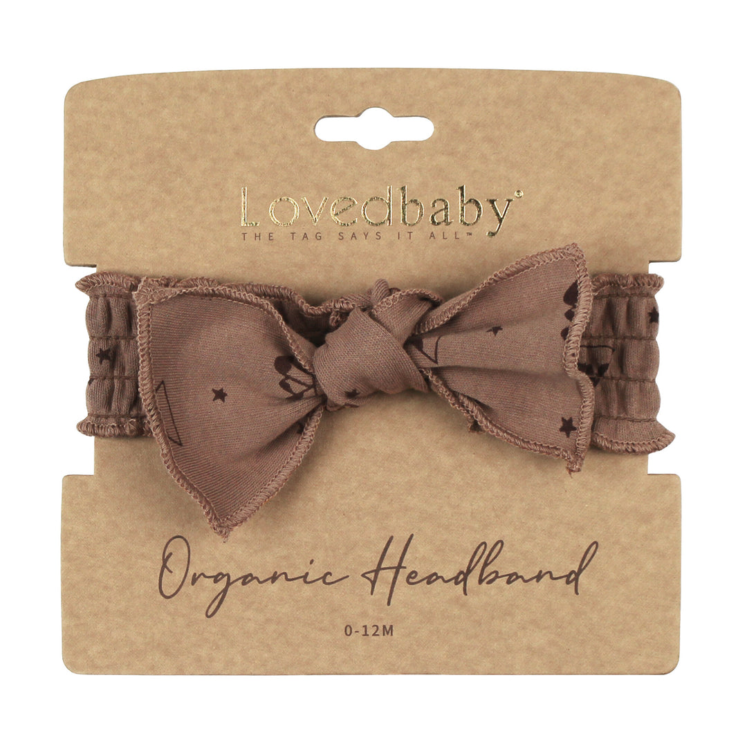 Organic Smocked Headband in Latte Mountain.