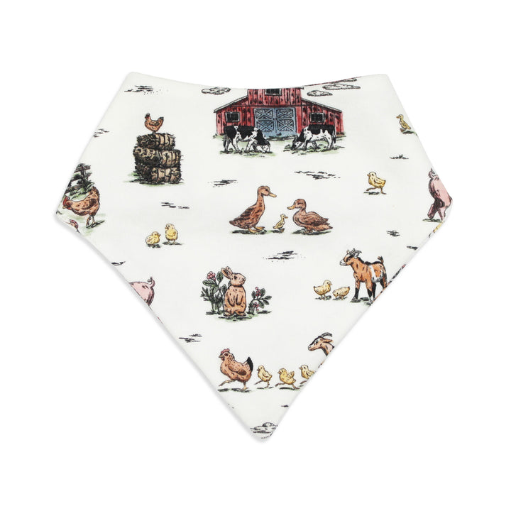Organic Bandana Bib in Farm Friends.