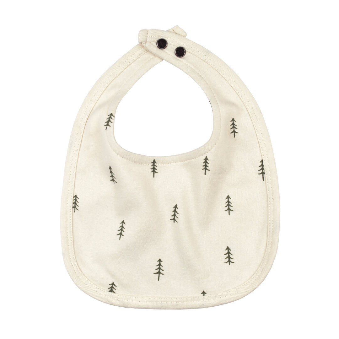 Organic 2-Layer Reversible Bib in Buttercream Tree.