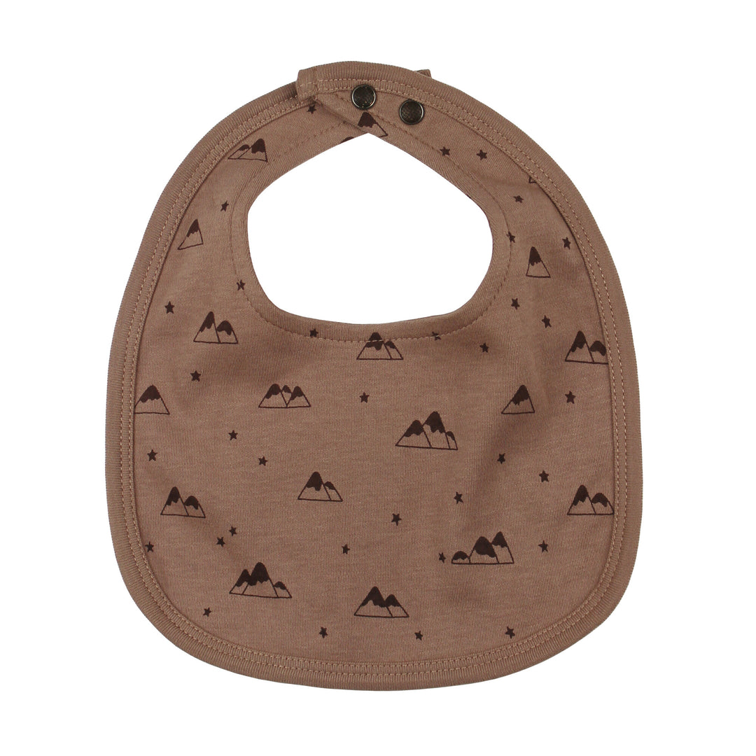 Organic 2-Layer Reversible Bib in Latte Mountain.