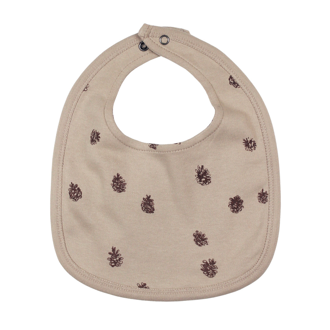 Organic 2-Layer Reversible Bib in Oatmeal Pinecone.