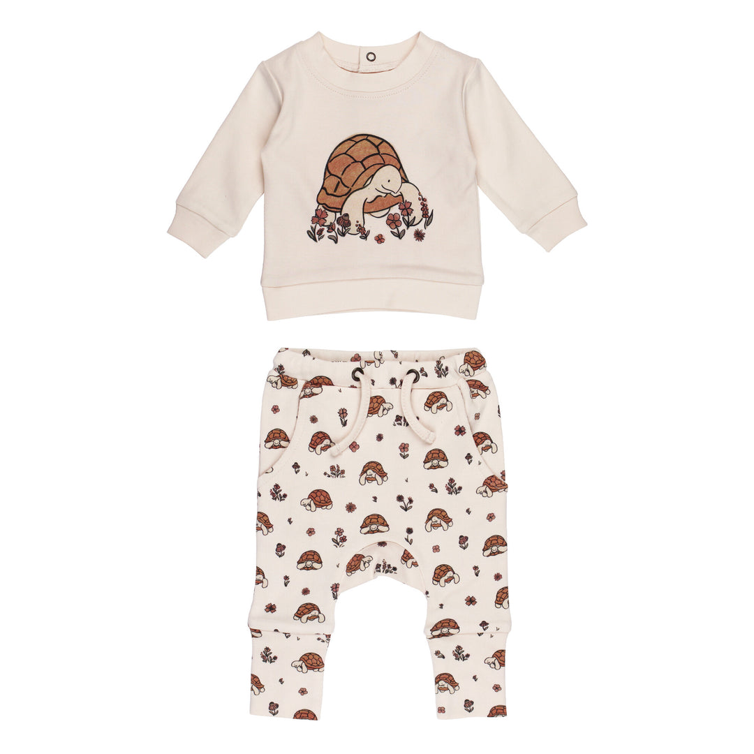 Organic Sweatshirt & Jogger Set in Tiny Tortoise.