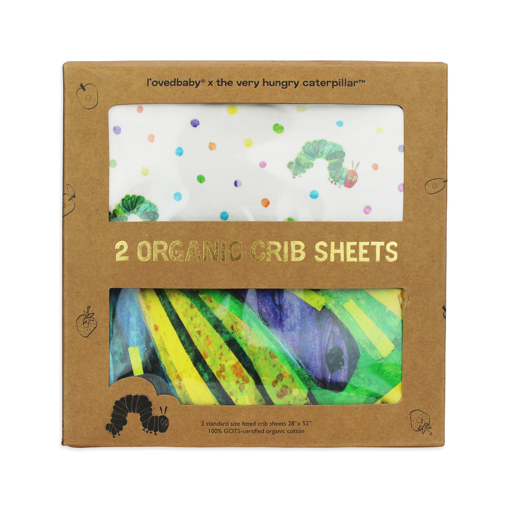 Packaging for Organic Crib Sheet 2-Pack in Watch Me Grow.