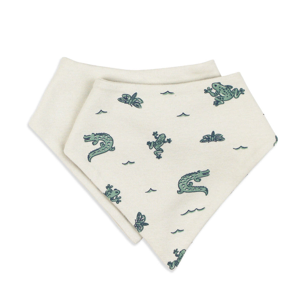 Organic Bandana Bib, 2-Pack in Alligator.