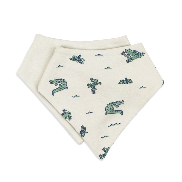 Organic Bandana Bib, 2-Pack in Alligator.