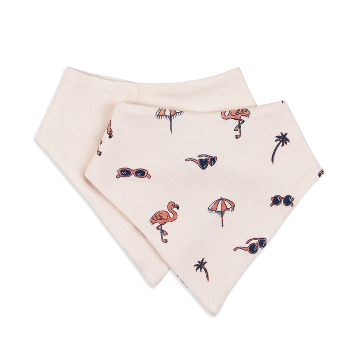 Organic Bandana Bib, 2-Pack in Flamingo.