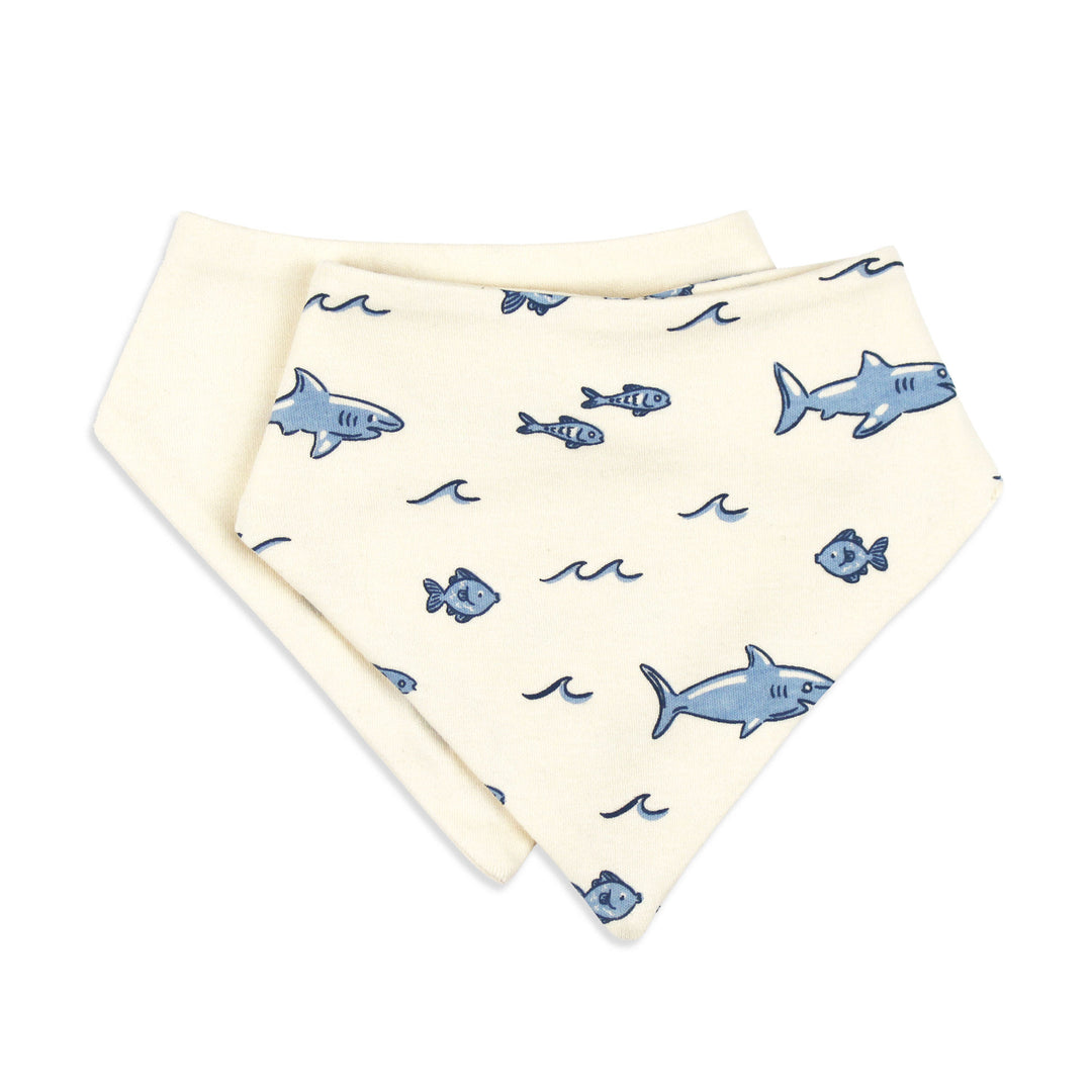 Organic Bandana Bib, 2-Pack in Shark.