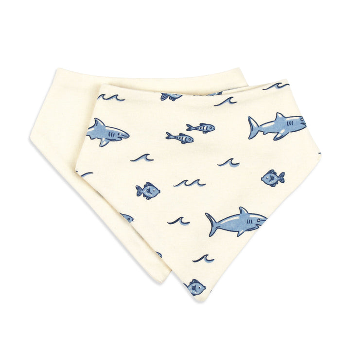 Organic Bandana Bib, 2-Pack in Shark.