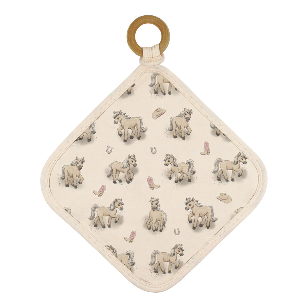 Lovey with Removable Teething Ring in Blush Boots.