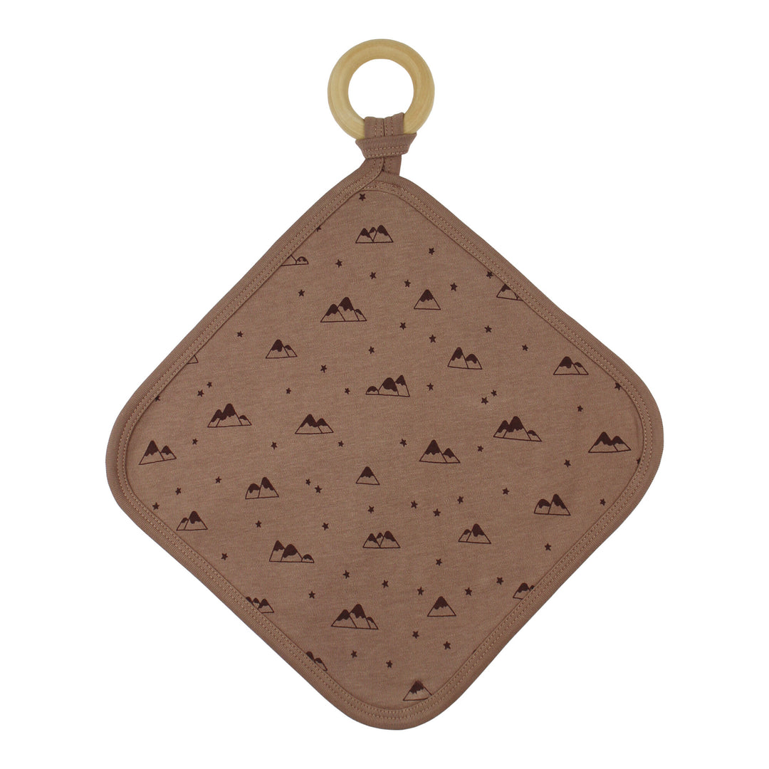 Lovey with Removable Teething Ring in Latte Mountain.