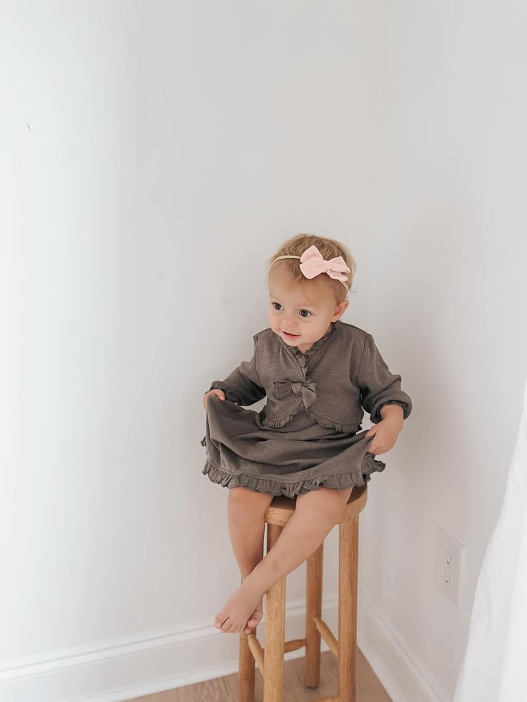 Feather | Organic Pointelle Twirl Dress 12-18m Feather | Organic Pointelle Twirl Dress 12-18m