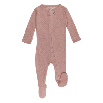 Organic Pointelle 2-Way Zipper Footie in Taffy.